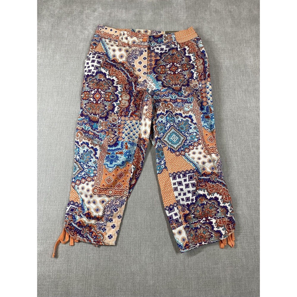 Chico's Pants Womens 0.5 Cool Cotton Patchwork Delight Capri Crop Boho Casual